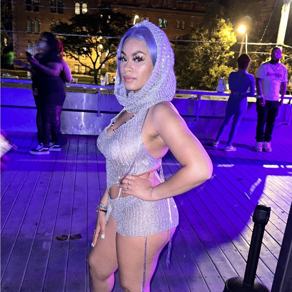 Silver/grey Crochet 3pcs shorts set